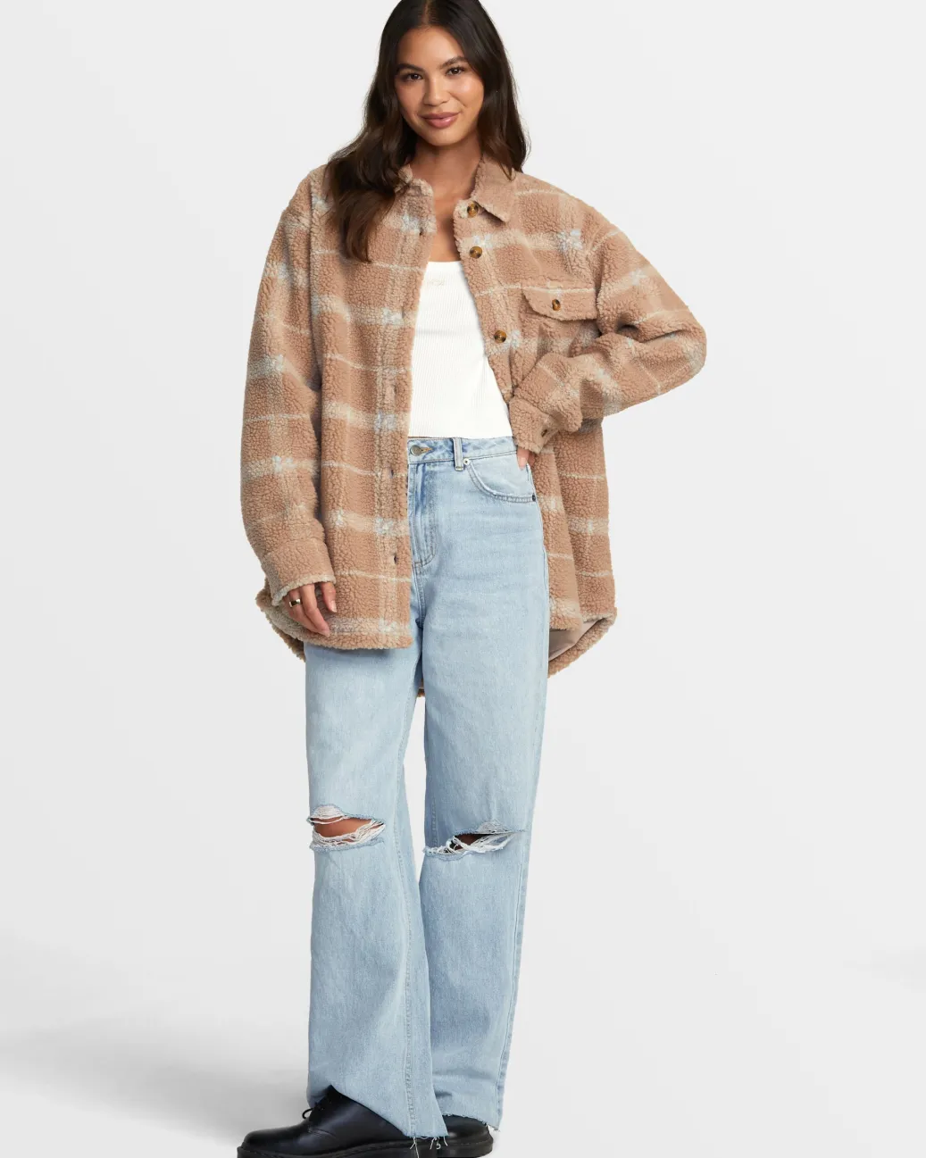 Women RVCA Jackets>BIRDIE SHACKET FLANNEL JACKET