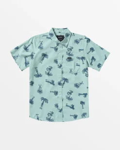 BOY RVCA Shirts / Flannels>BOYS POMMIER PALMS SHORT SLEEVE SHIRT