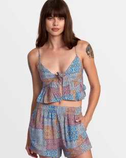 Women RVCA Tops>BRIDGETTE PEPLUM CROP TOP