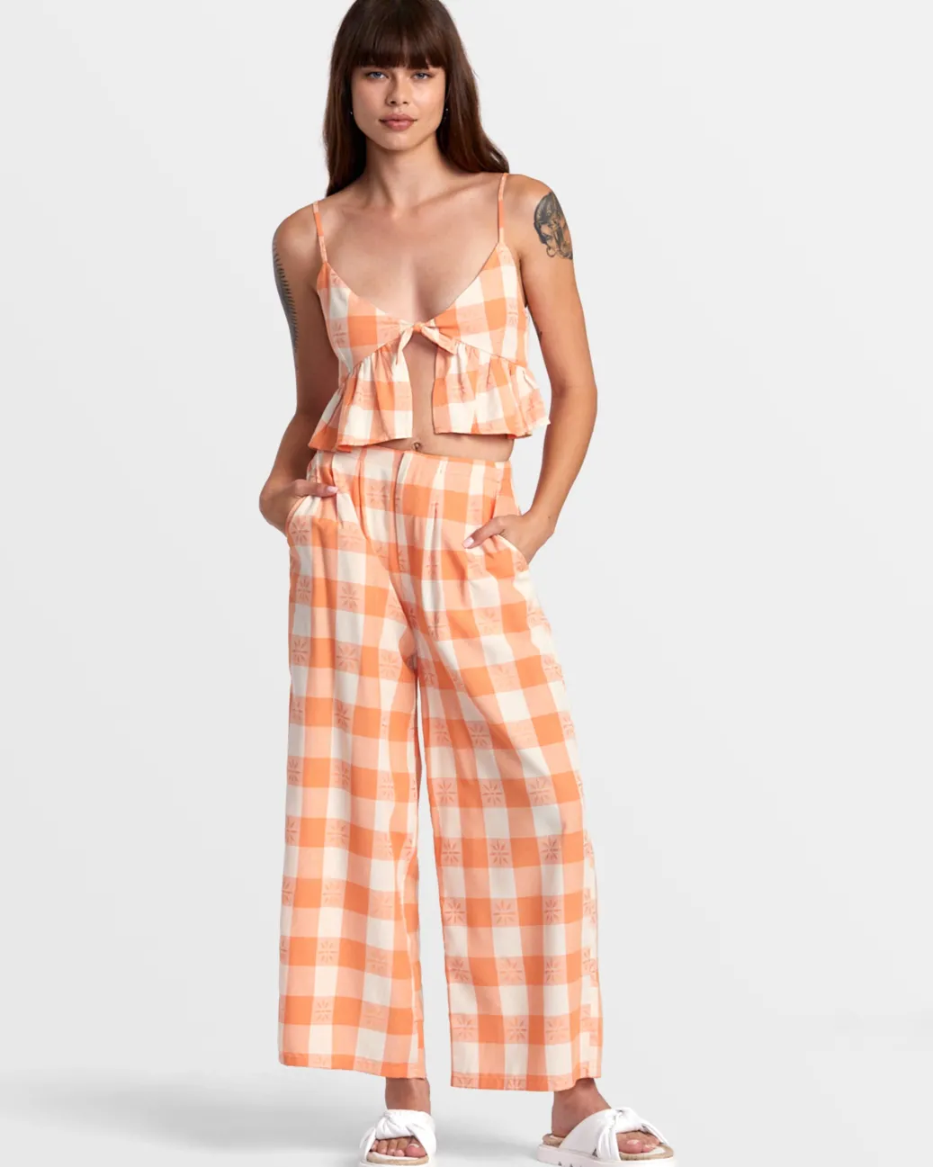 Women RVCA Tops>BRIDGETTE PEPLUM CROP TOP