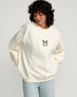 Women RVCA Hoodies / Fleece>BUTTERFLY BAGGIE CREW SWEATSHIRT