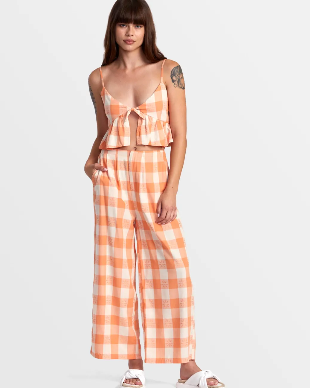 Women RVCA Pants>CALLUM PRINTED WIDE LEG PANTS