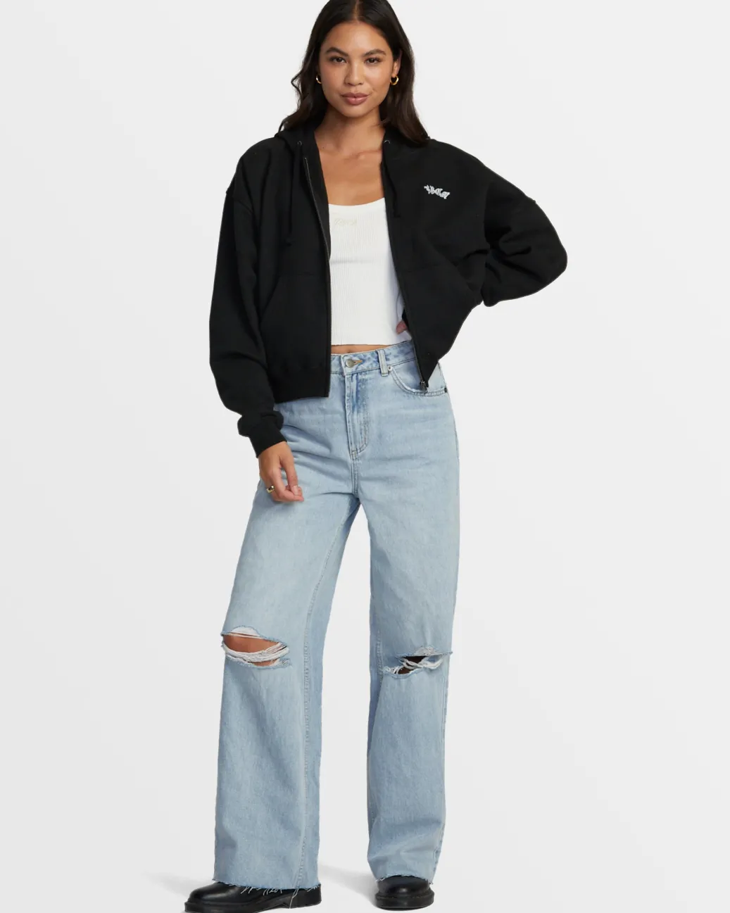 Women RVCA Hoodies / Fleece>CHEFS KISS ZIP-UP HOODIE