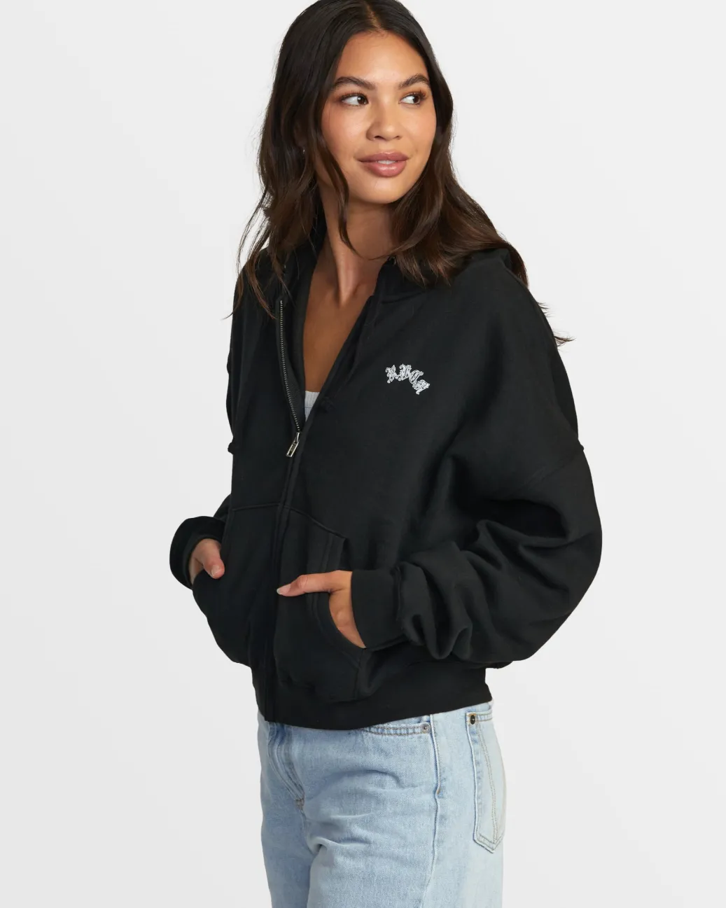 Women RVCA Hoodies / Fleece>CHEFS KISS ZIP-UP HOODIE