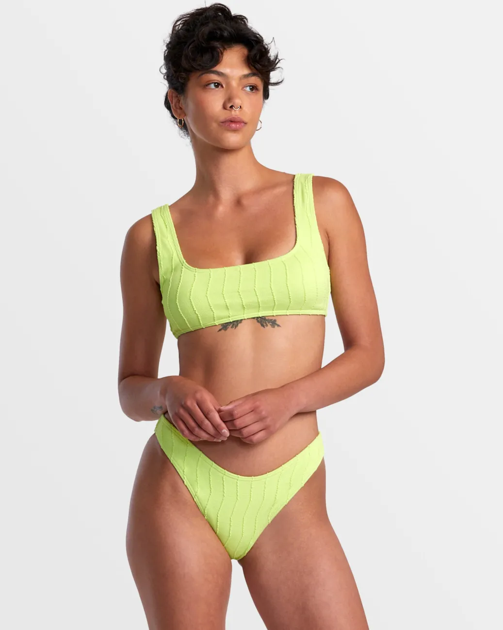 Women RVCA Bikini Bottoms|Bikini Bottoms>CHEVY GROOVES HIGH LEG FRENCH BIKINI BOTTOMS