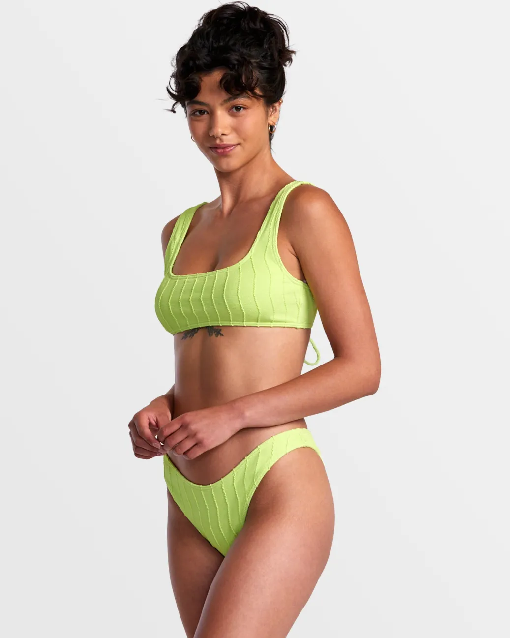 Women RVCA Bikini Bottoms|Bikini Bottoms>CHEVY GROOVES HIGH LEG FRENCH BIKINI BOTTOMS