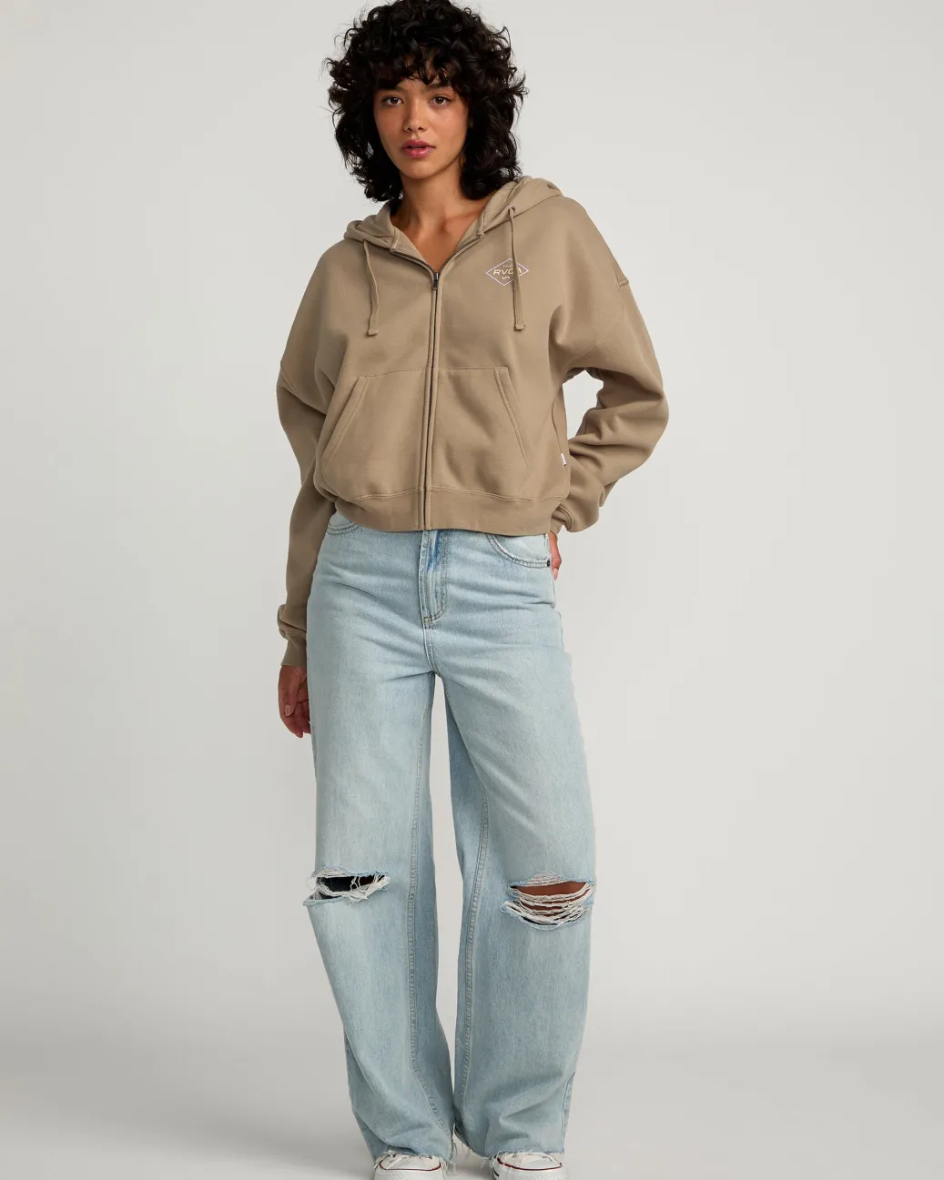 Women RVCA Hoodies / Fleece>COURT ZIP HOODIE