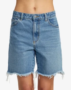 Women RVCA Denim>CRAWFORD LONG SHORT DENIM SHORTS