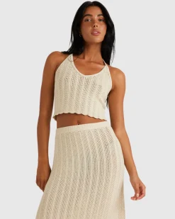 Women RVCA Tops>CROCHET HALTER TOP