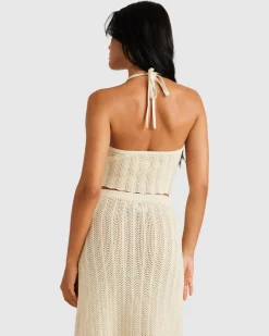 Women RVCA Tops>CROCHET HALTER TOP