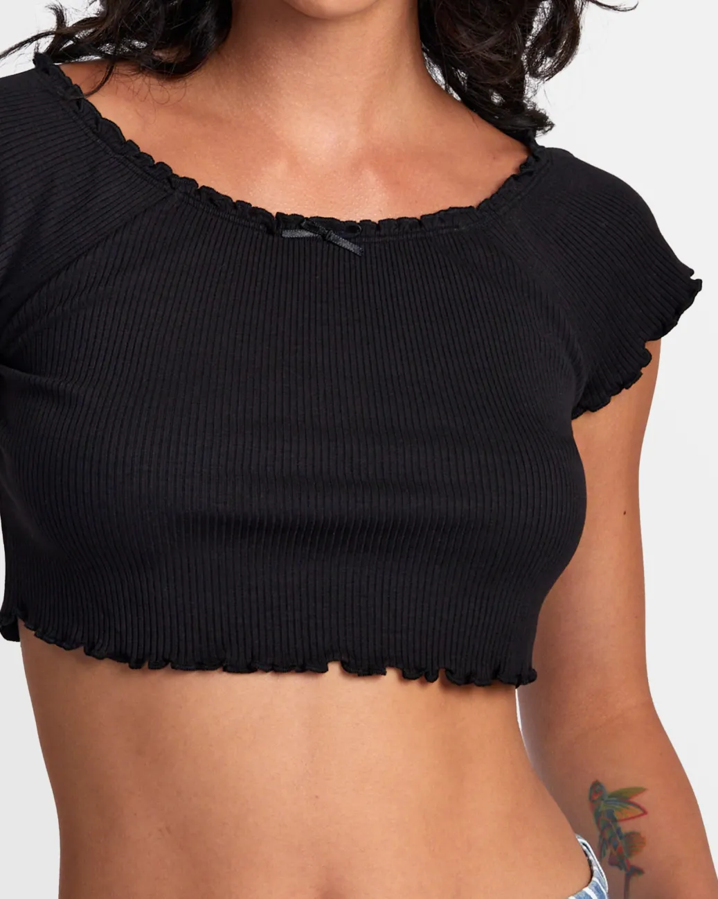 Women RVCA Tops>DELILAH OFF-THE-SHOULDER CROP TOP