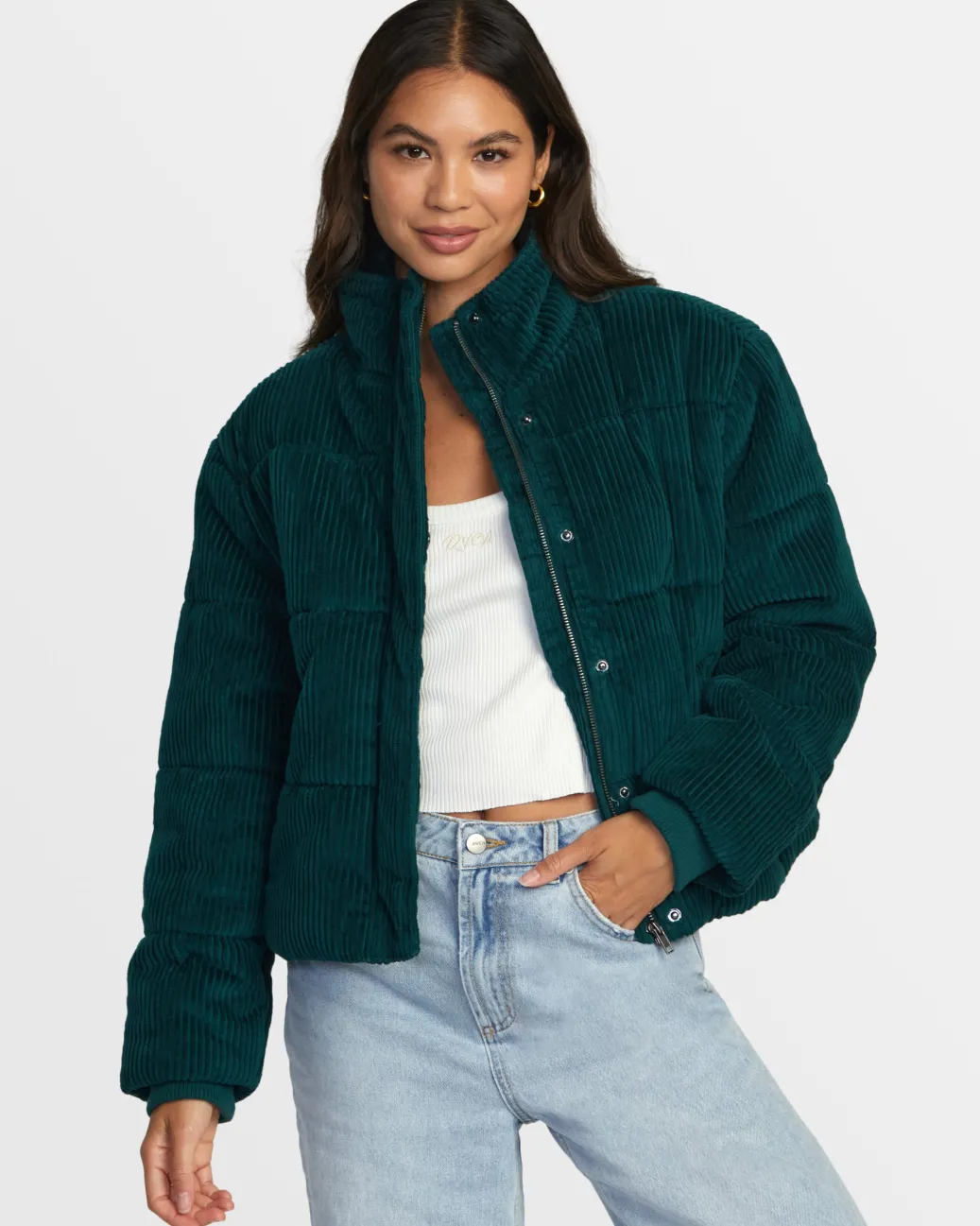 Women RVCA Jackets>EEZEH CORDUROY PUFFER JACKET