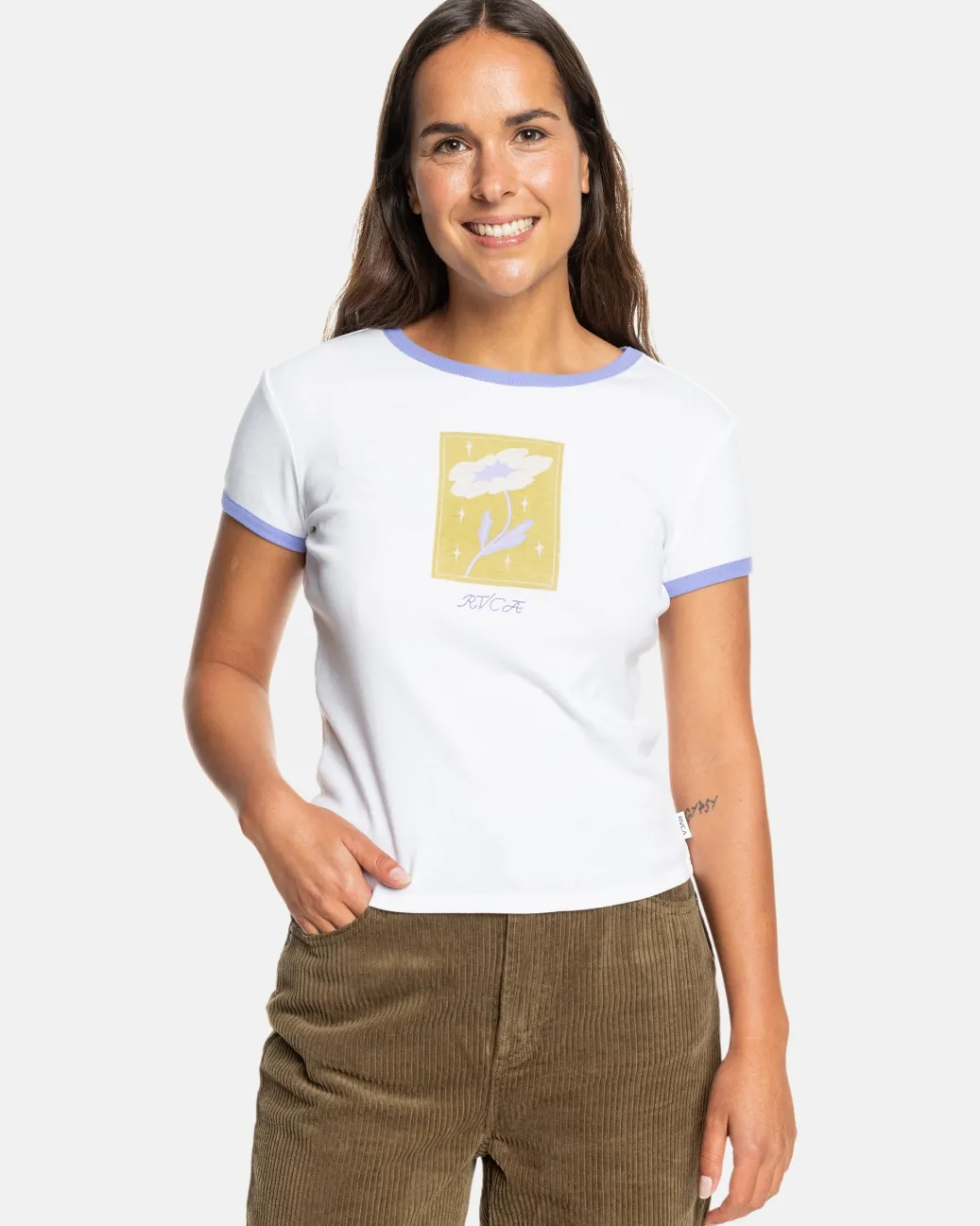 Women RVCA Tees / Tanks>GABRIELLE MONCEAUX RINGER TEE