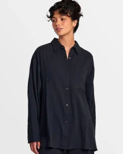 Women RVCA Cover Ups|Cover Ups>GIMME BEACH COVERUP SHIRT DRESS