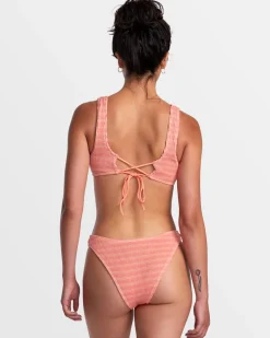 Women RVCA Bikini Bottoms|Bikini Bottoms>GROOVES STRIPE HIGH LEG FRENCH BIKINI BOTTOMS