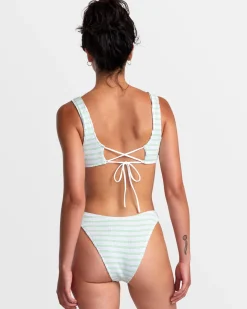 Women RVCA Bikini Bottoms|Bikini Bottoms>GROOVES STRIPE HIGH LEG FRENCH BIKINI BOTTOMS