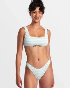 Women RVCA Bikini Bottoms|Bikini Bottoms>GROOVES STRIPE HIGH LEG FRENCH BIKINI BOTTOMS