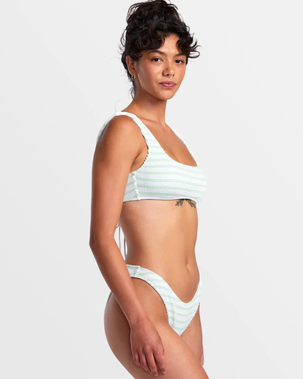 Women RVCA Bikini Tops|Bikini Tops>GROOVES STRIPE LACEBACK BRALETTE BIKINI TOP