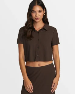 Women RVCA Tops>JENNI BUTTONED SHORT-SLEEVE SHIRT