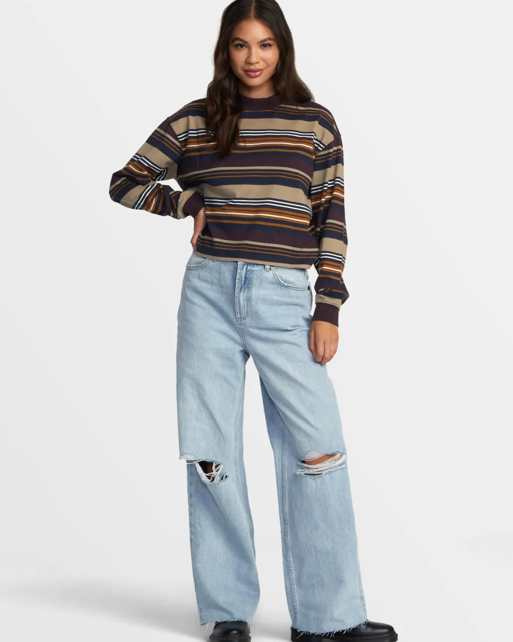 Women RVCA Tees / Tanks>KINNEY LONG SLEEVE LONG SLEEVE TEE