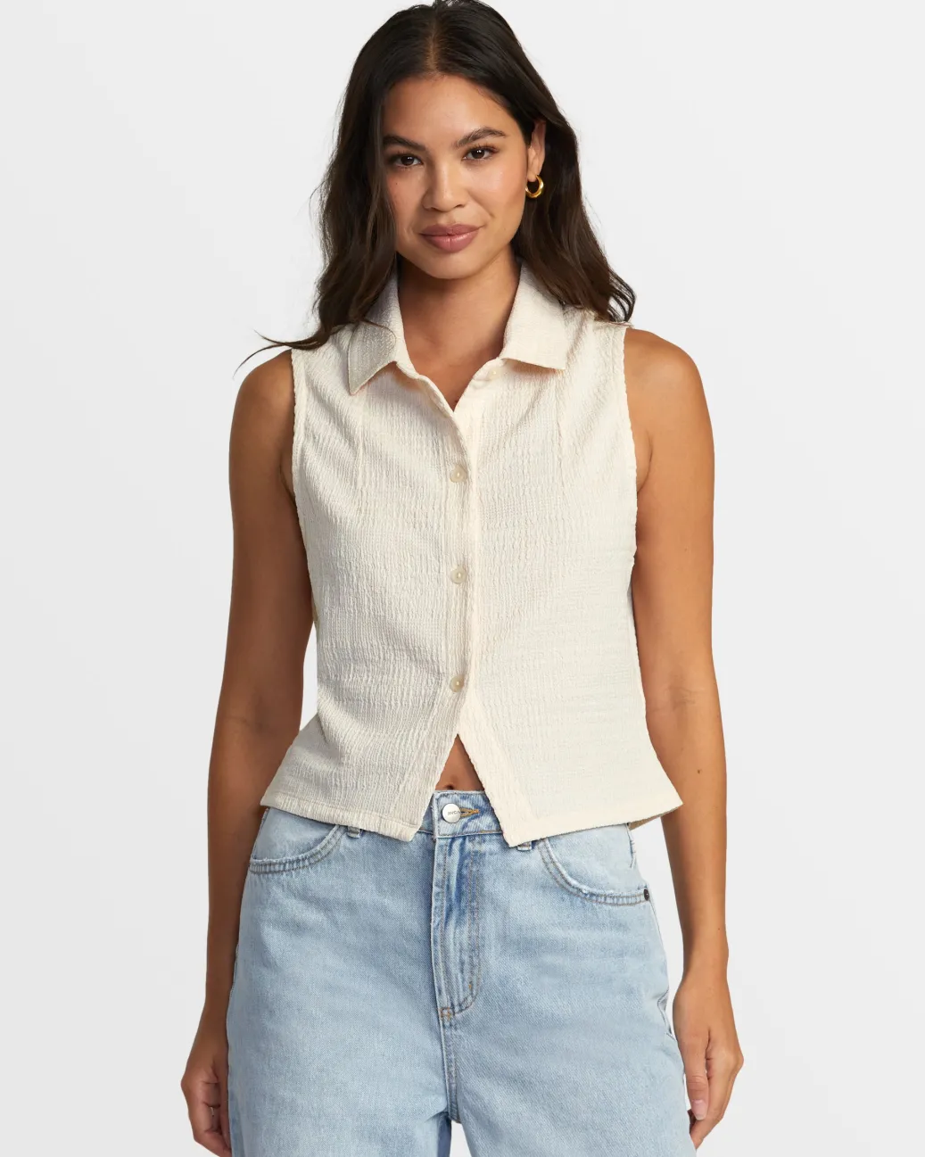 Women RVCA Tops>KLEIN BUTTONED TANK TOP