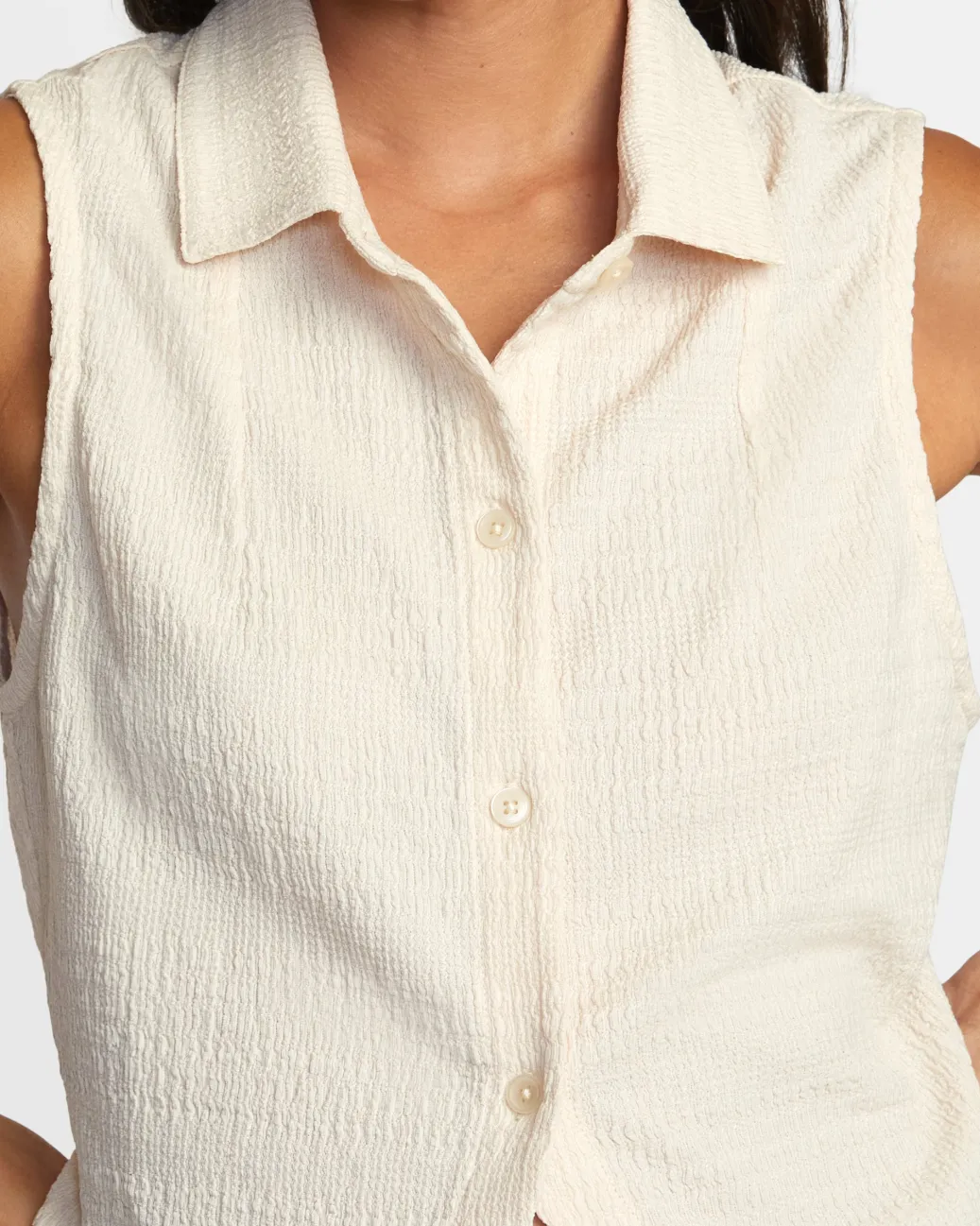 Women RVCA Tops>KLEIN BUTTONED TANK TOP