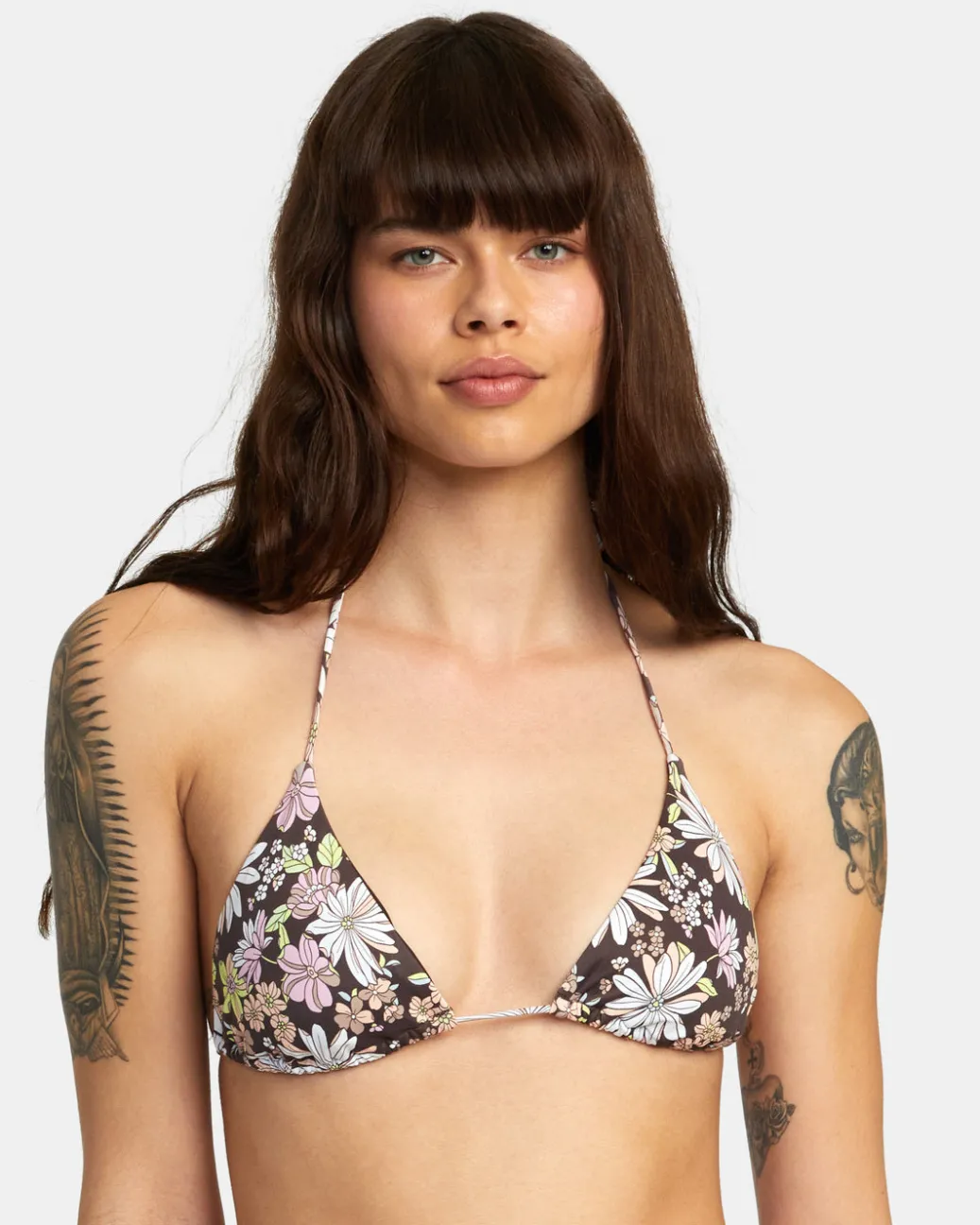 Women RVCA Bikini Tops|Bikini Tops>LEMONADE HALTER SLIDE TRIANGLE BIKINI TOP