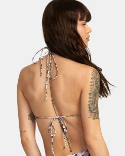 Women RVCA Bikini Tops|Bikini Tops>LEMONADE HALTER SLIDE TRIANGLE BIKINI TOP