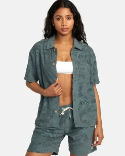 RVCA Shirts / Flannels>PALMS DOWN SHORT SLEEVE SHIRT