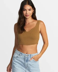 Women RVCA Tops>SELECTS ROUNDABOUT SWEATER TANK V-NECK SWEATER