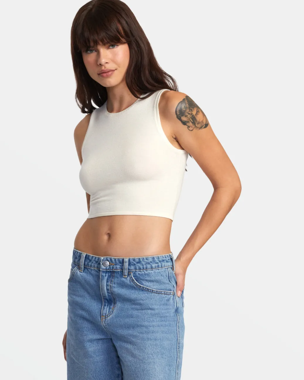 Women RVCA Tops>SELECTS SHIVER SWEATER TANK CREW NECK SWEATER