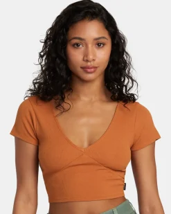Women RVCA Tops>SMITTEN TOP V-NECK