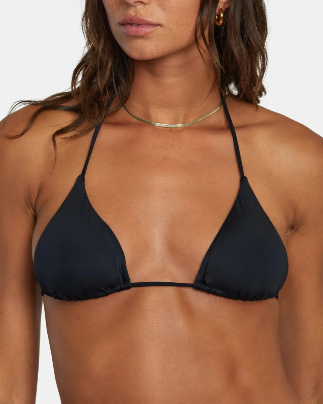 Women RVCA Bikini Tops|Bikini Tops>SOLID HALTER TRIANGLE BIKINI TOP