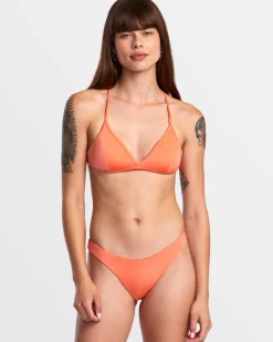 Women RVCA Bikini Tops|Bikini Tops>SOLID SHIMMER CROSSBACK TRIANGLE BIKINI TOP