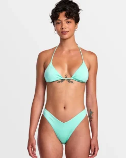 Women RVCA Bikini Tops|Bikini Tops>SOLID SHIMMER TRIANGLE BIKINI TOP