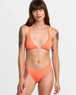 Women RVCA Bikini Bottoms|Bikini Bottoms>SOLID SHIMMER V-FRONT FRENCH BIKINI BOTTOMS