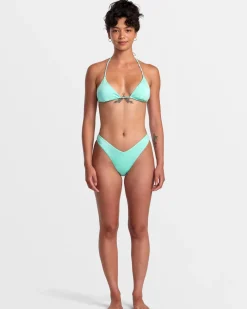 Women RVCA Bikini Bottoms|Bikini Bottoms>SOLID SHIMMER V-FRONT FRENCH BIKINI BOTTOMS