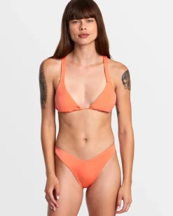 Women RVCA Bikini Tops|Bikini Tops>SOLID SHIMMER WIDE CROSSBACK TRIANGLE BIKINI TOP