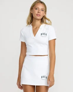 Women RVCA Workout Tops|Tops>SPORT CHASE CROPPED POLO SHIRT