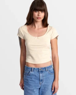 Women RVCA Tops>SWEET WIDE RIB TEE