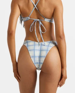 Women RVCA Bikini Bottoms|Bikini Bottoms>VINTAGE PLAID V MEDIUM FRENCH BIKINI BOTTOMS